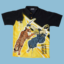 Vintage Y2K Anime Samurai Tiger Print Hemd - XS