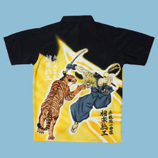 Vintage Y2K Anime Samurai Tiger Print Hemd - XS