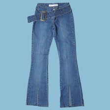 Vintage Y2K Belted Flare Jeans - S