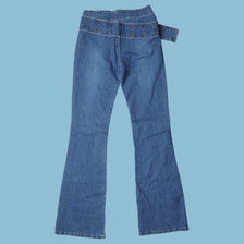 Vintage Y2K Belted Flare Jeans - S