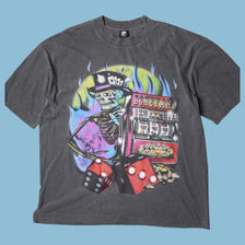 Vintage Y2K Boneyard Skeleton Gambling Graphic T-Shirt - L
