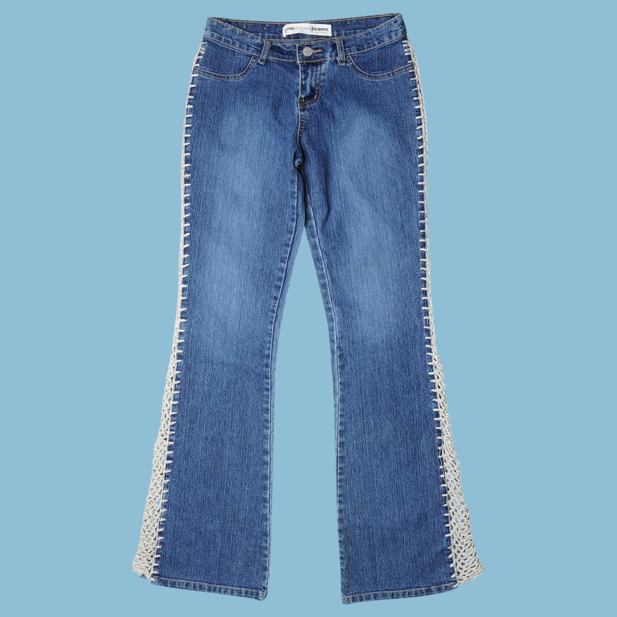 Vintage Y2K Crochet Detail Jeans - XS