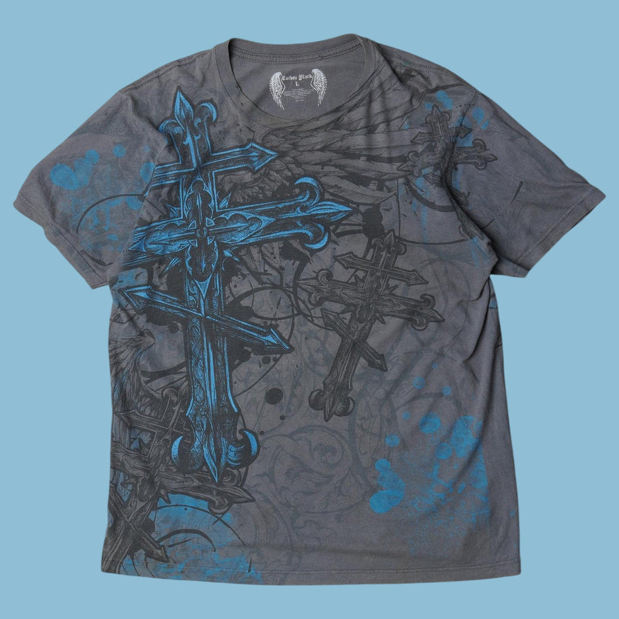 Vintage Y2K Cross Wings Graphic T-Shirt - L