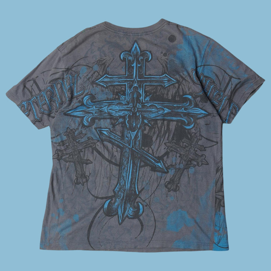 Vintage Y2K Cross Wings Graphic T-Shirt - L