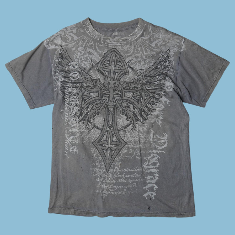 Vintage Y2K Cross Wings Graphic T-Shirt - M