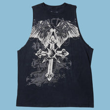 Vintage Y2K Cross Wings Graphic Tank Top - XL