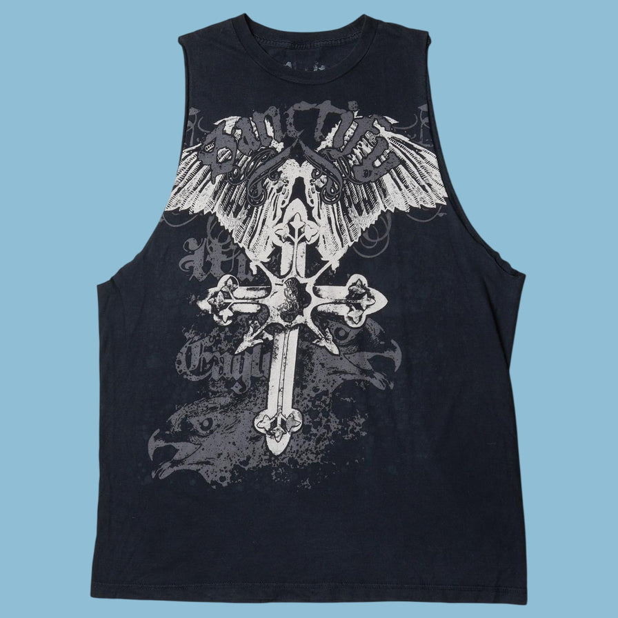 Vintage Y2K Cross Wings Graphic Tank Top - XL
