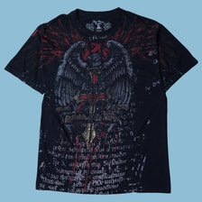 Vintage Y2K Defender of the Faith Eagle Cross Graphic T-Shirt - L