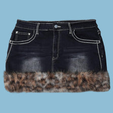 Vintage Y2K Denim Rock mit Fellbesatz - S