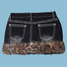 Vintage Y2K Denim Rock mit Fellbesatz - S