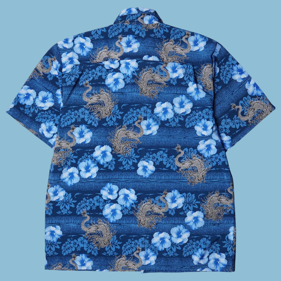 Vintage Y2K Dragon Hibiscus Hemd - L