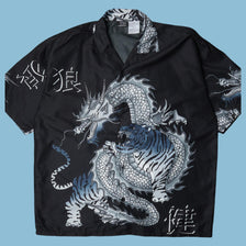 Vintage Y2K Dragon Tiger Print Hemd - XL