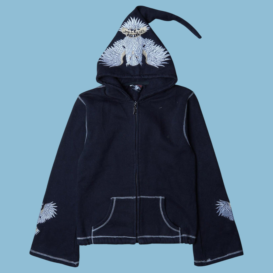 Vintage Y2K Eagle Embroidered Hoodie - XS