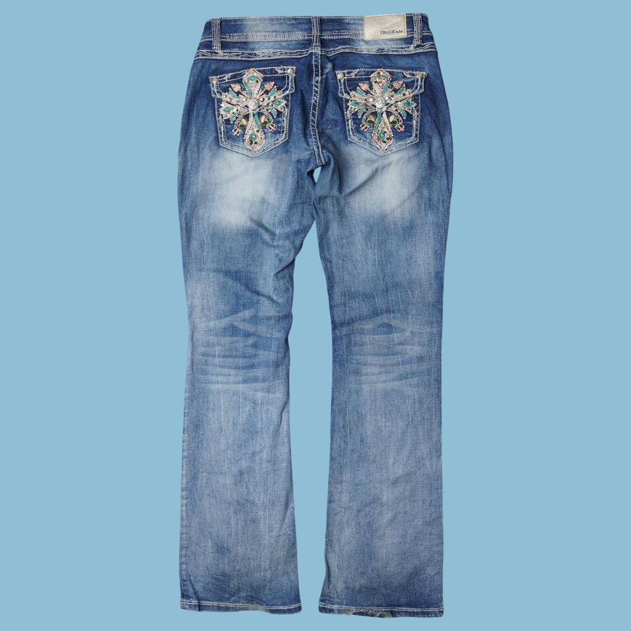 Vintage Y2K Embellished Cross Jeans - 32