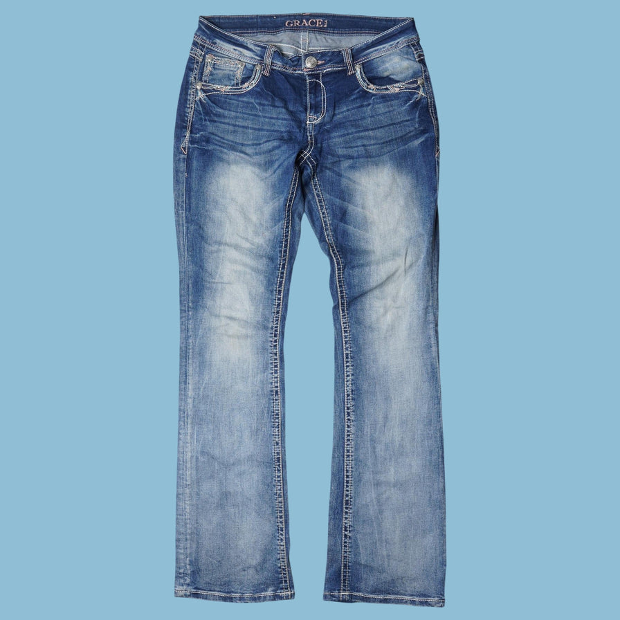 Vintage Y2K Embellished Cross Jeans - 32