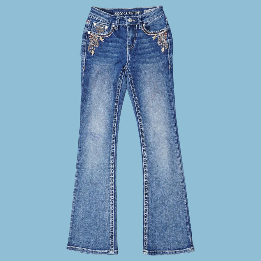 Vintage Y2K Embroidered Bootcut Jeans - XS
