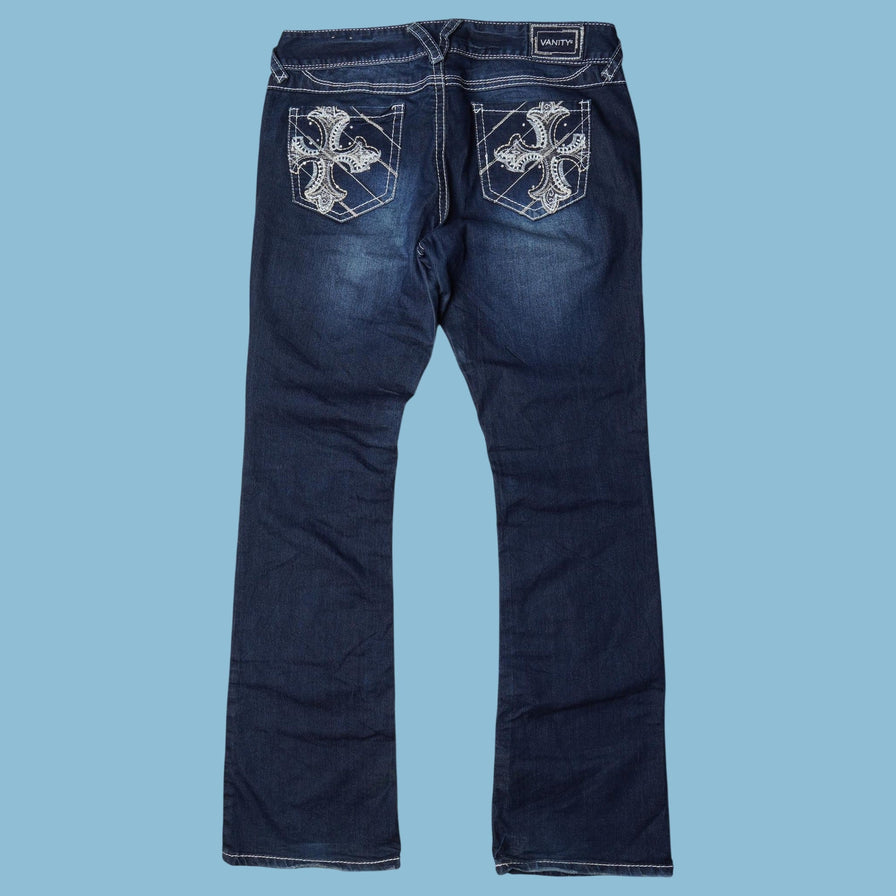 Vintage Y2K Embroidered Cross Jeans - 32