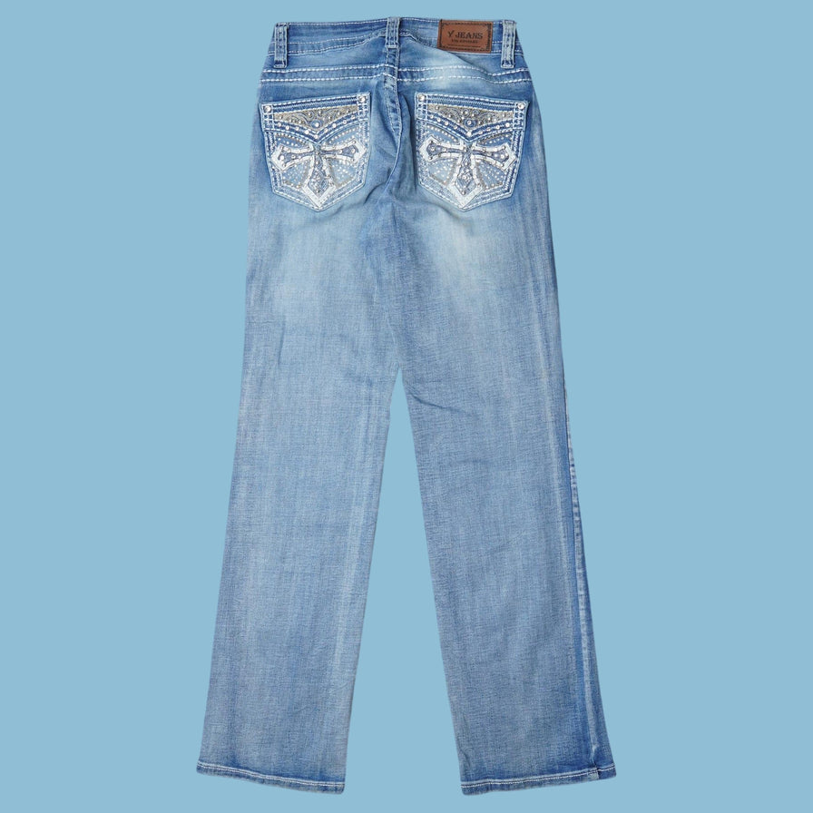 Vintage Y2K Embroidered Cross Jeans - XS