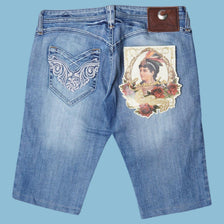 Vintage Y2K Embroidered Denim Shorts - 32
