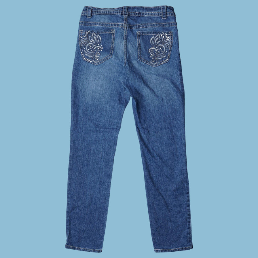 Vintage Y2K Embroidered Jeans - M