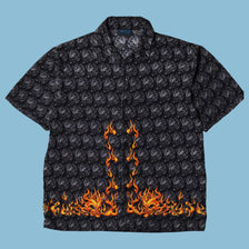 Vintage Y2K Flame Skull Print Hemd - XL