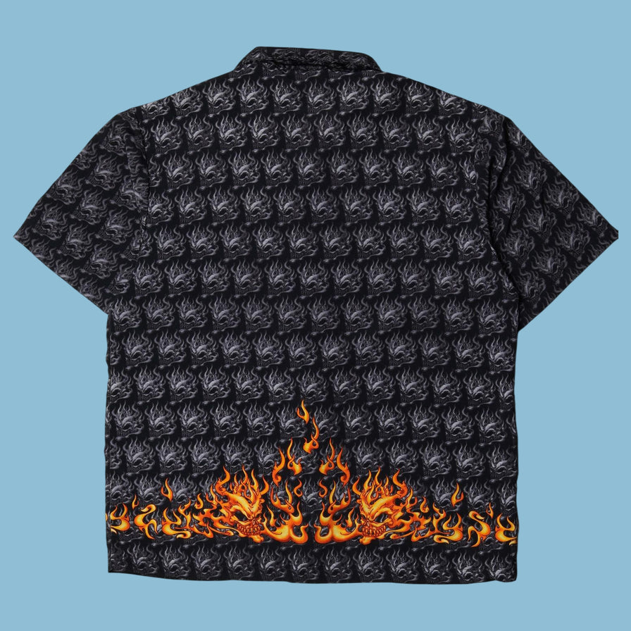 Vintage Y2K Flame Skull Print Hemd - XL