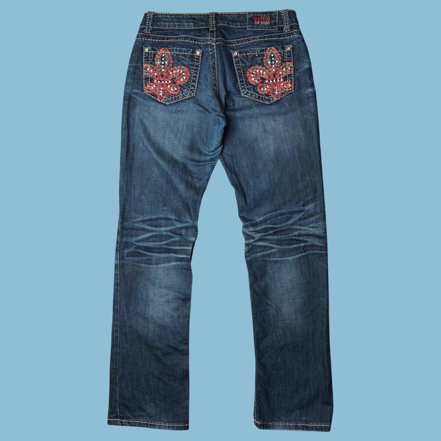 Vintage Y2K Fleur de Lis Embroidered Jeans - M