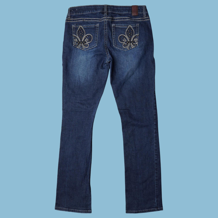 Vintage Y2K Fleur de Lis Embroidered Jeans - M