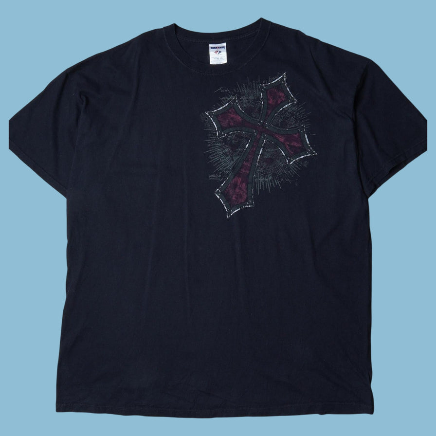 Vintage Y2K Gothic Cross T-Shirt - 2XL
