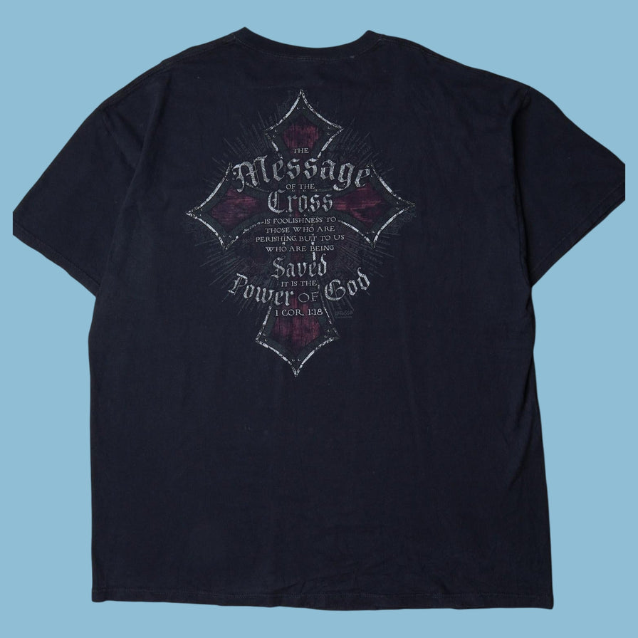 Vintage Y2K Gothic Cross T-Shirt - 2XL