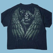 Vintage Y2K Grim Reaper Angel Wings Graphic T-Shirt - 2XL