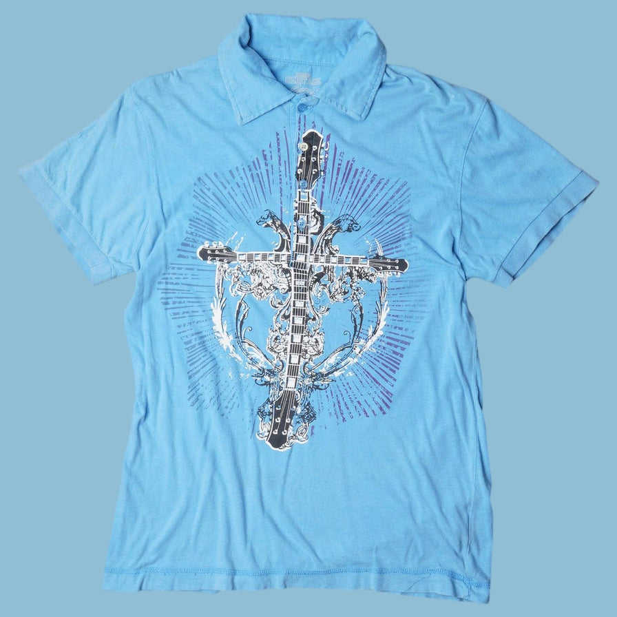 Vintage Y2K Guitar Cross Graphic Poloshirt - S