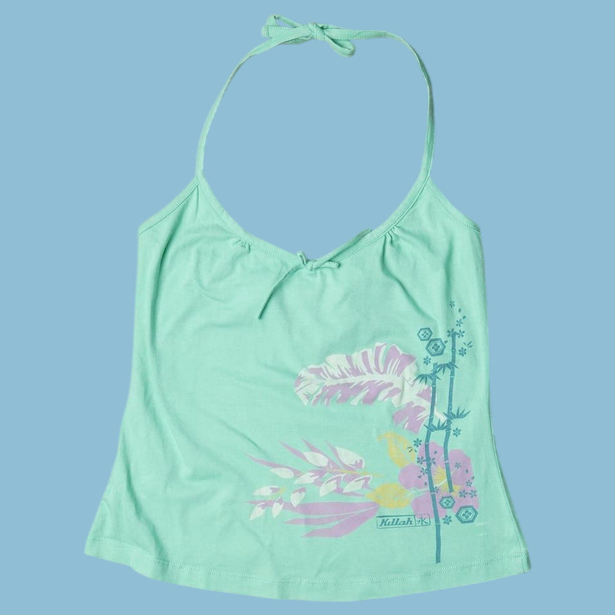 Vintage Y2K Killah Tropical Print Halter Top - M