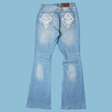 Vintage Y2K Kreuz Stickerei Jeans - S