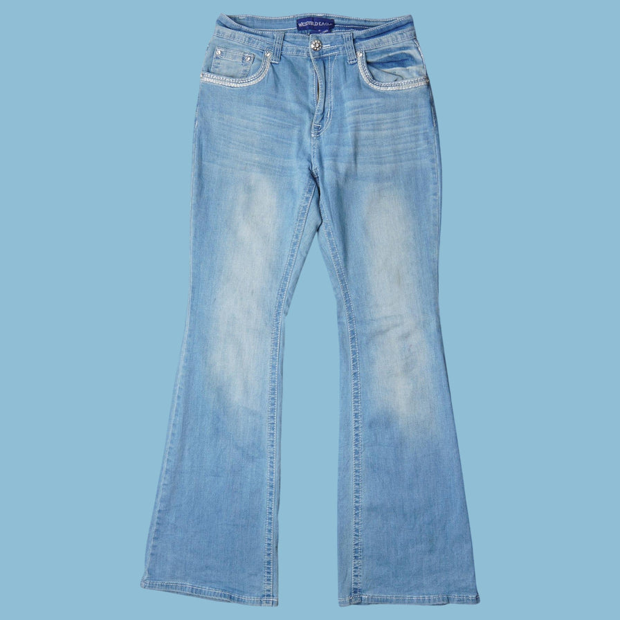 Vintage Y2K Kreuz Stickerei Jeans - S