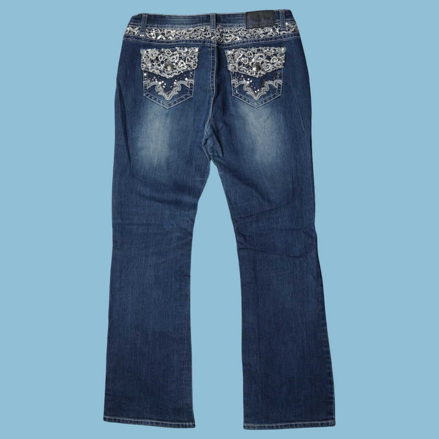 Vintage Y2K Lace Embellished Jeans - XL