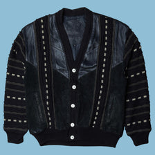 Vintage Y2K Leder-Strickjacke - M