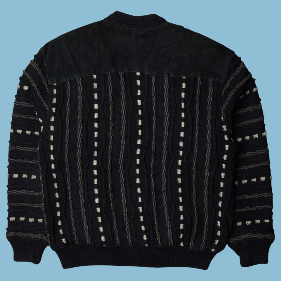 Vintage Y2K Leder-Strickjacke - M