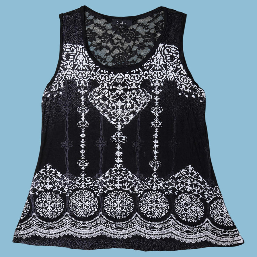 Vintage Y2K Ornament Print Tank Top - L