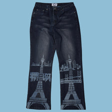 Vintage Y2K Paris Eiffelturm Print Jeans - L
