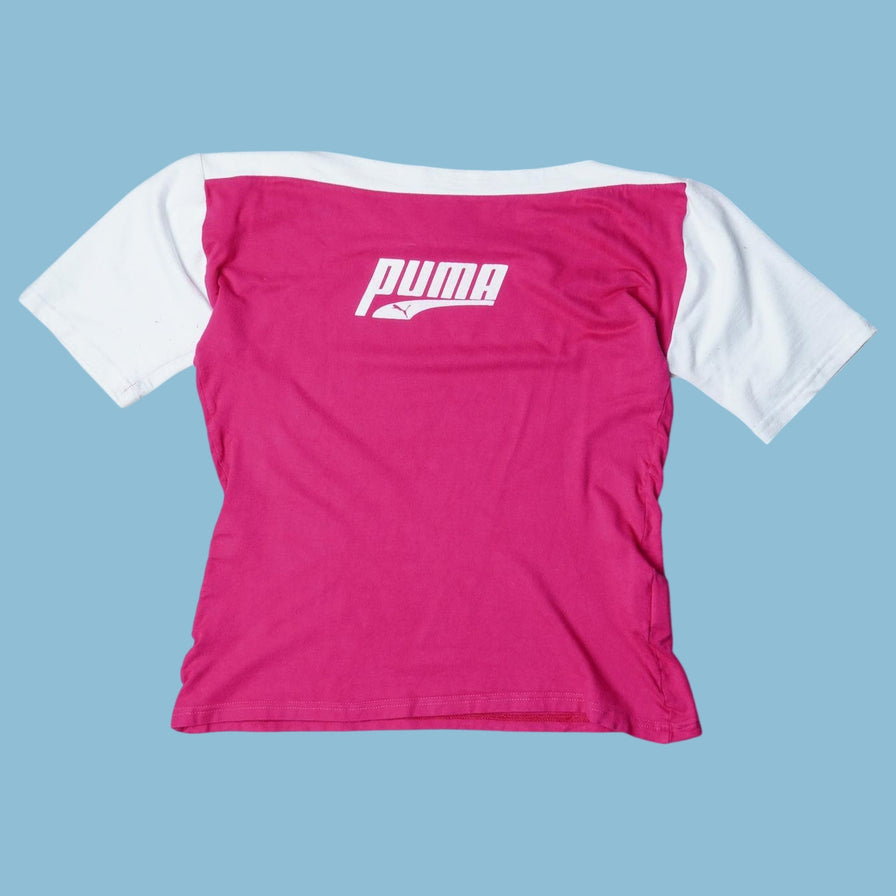 Vintage Puma Y2K Pink White T-Shirt - S