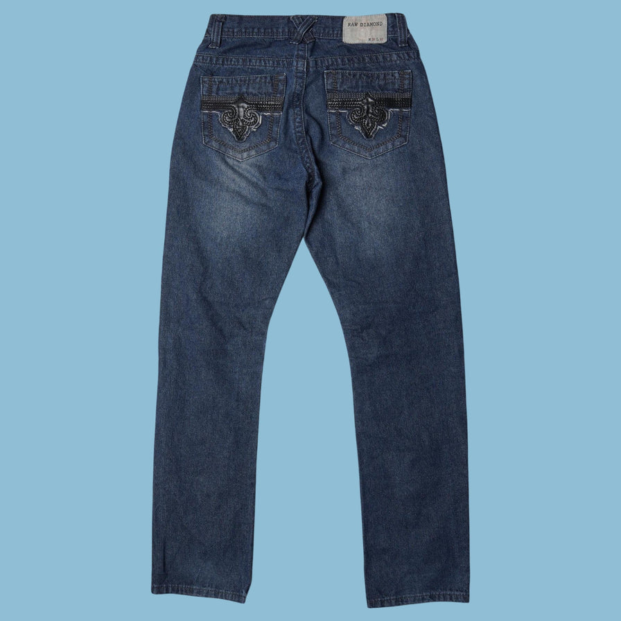 Vintage Y2K Raw Diamond Embroidered Jeans - S