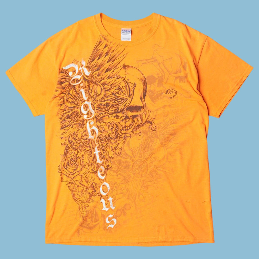Vintage Y2K Righteous Skull Graphic T-Shirt - L