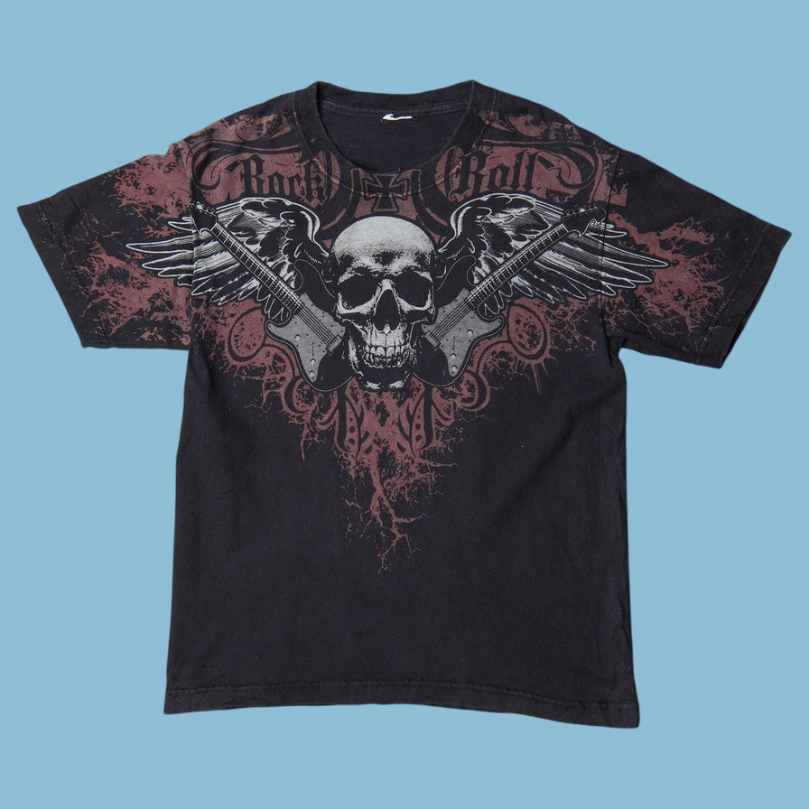 Vintage Y2K Rock & Roll Skull Graphic T-Shirt - XS