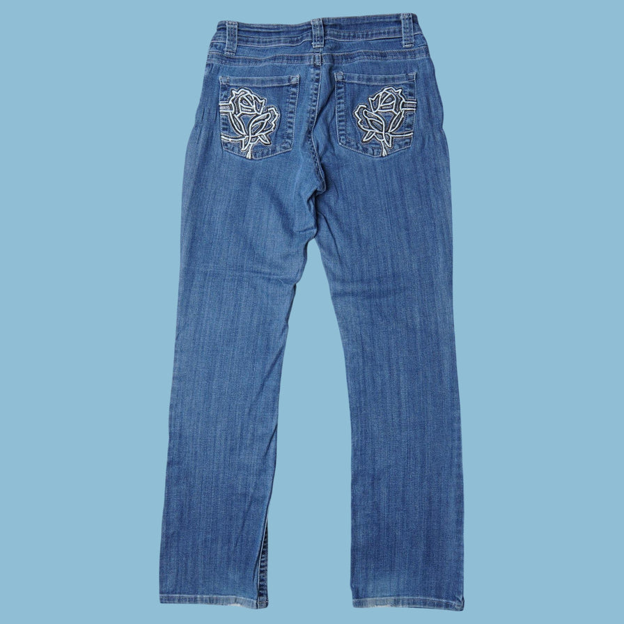 Vintage Y2K Rose Embroidered Jeans - S