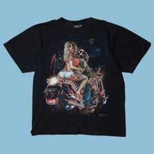 Vintage Y2K Skeleton Biker Graphic T-Shirt - L