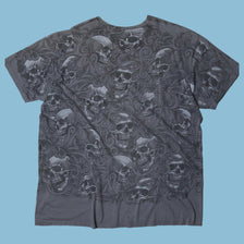 Vintage Y2K Skull Allover Print T-Shirt - XL