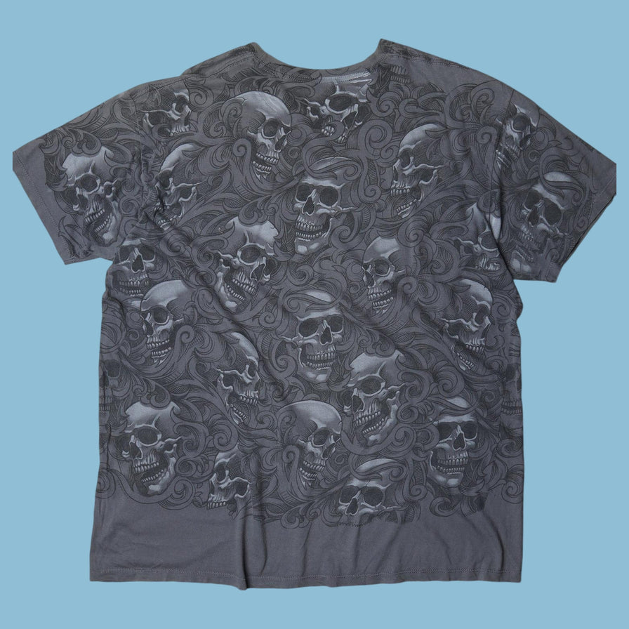 Vintage Y2K Skull Allover Print T-Shirt - XL