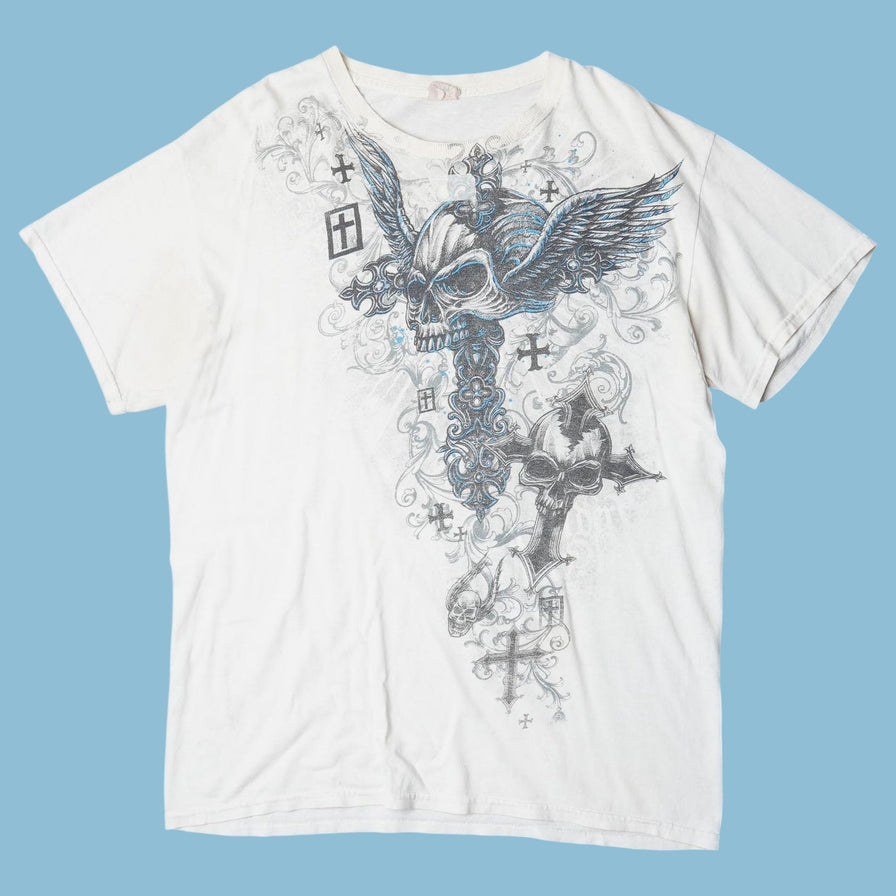 Vintage Y2K Skull Cross Graphic T-Shirt - M