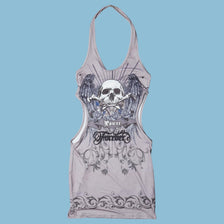 Vintage Y2K Skull Wings Forever Halter Top - S